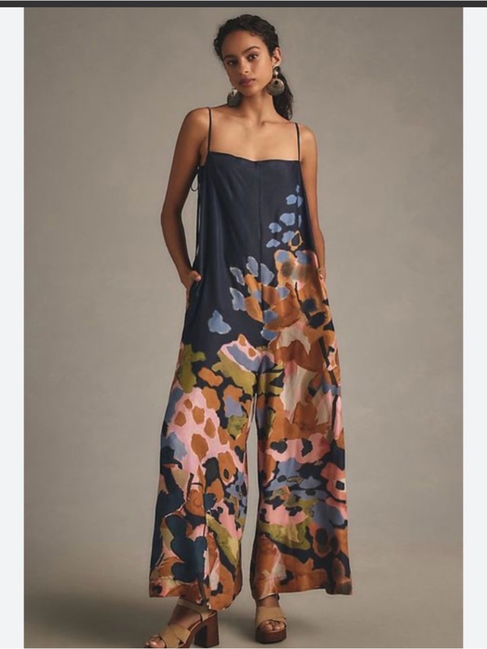 Anthropologie Floral Printed Jumpsuit With Split Legs